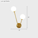 GobekUsa Minimalistic Brass Branch Wall Light with Ball Glass Sconce - Bedroom Lighting Fixture