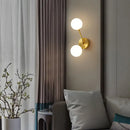 GobekUsa Minimalistic Brass Branch Wall Light with Ball Glass Sconce - Bedroom Lighting Fixture