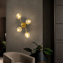 GobekUsa Minimalistic Brass Branch Wall Light with Ball Glass Sconce - Bedroom Lighting Fixture
