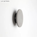 GobekUsa Minimalistic Cement Grey LED Wall Sconce Light for Bedside - Flat Round Wall Mount