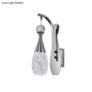 GobekUsa Minimalistic Chrome LED Wall Sconce Light with Seeded Crystal Teardrop - Stylish Wall Lighting Fixture