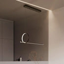 GobekUsa Minimalistic Iron LED Island Light Fixture: Linear and Ring Design - Black Finish, 2-Head Hanging