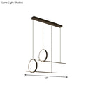 GobekUsa Minimalistic Iron LED Island Light Fixture: Linear and Ring Design - Black Finish, 2-Head Hanging