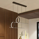 GobekUsa Minimalistic Iron LED Island Light Fixture: Linear and Ring Design - Black Finish, 2-Head Hanging