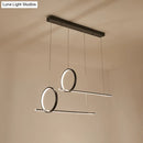 GobekUsa Minimalistic Iron LED Island Light Fixture: Linear and Ring Design - Black Finish, 2-Head Hanging
