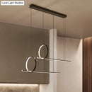 GobekUsa Minimalistic Iron LED Island Light Fixture: Linear and Ring Design - Black Finish, 2-Head Hanging