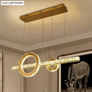 GobekUsa Minimalistic LED Pendant Lighting Fixture with Beveled Cut Crystal Linear and Ring Hanging Design - Clear