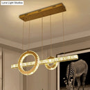 GobekUsa Minimalistic LED Pendant Lighting Fixture with Beveled Cut Crystal Linear and Ring Hanging Design - Clear