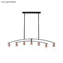 GobekUsa Minimalistic Linear Chandelier - 5/7 Lights, Black/White Metal Finish, Island Light