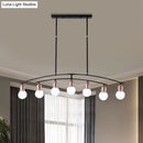 GobekUsa Minimalistic Linear Chandelier - 5/7 Lights, Black/White Metal Finish, Island Light
