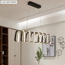 GobekUsa Minimalistic Metal LED Island Light Fixture in Black for Dining Room Ceilings