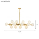 GobekUsa Minimalistic Milky Glass Pearl 16-Bulb Brass Hanging Island Lamp