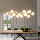 GobekUsa Minimalistic Milky Glass Pearl 16-Bulb Brass Hanging Island Lamp
