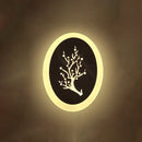 GobekUsa Minimalistic White Acrylic LED Wall Lamp for Bedroom - Diamond Twig Flower Design