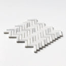 Mink White Honed Herringbone 5/8x2 Marble Mosaics 12 1/8x13 3/8
