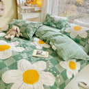GobekUsa Double-Sided Floral Print Cotton Bedding Set - Queen Size Soft Duvet Cover Set