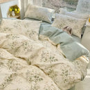 GobekUsa Double-Sided Floral Print Cotton Bedding Set - Queen Size Soft Duvet Cover Set
