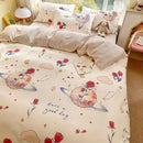 GobekUsa Double-Sided Floral Print Cotton Bedding Set - Queen Size Soft Duvet Cover Set