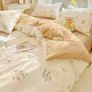 GobekUsa Double-Sided Floral Print Cotton Bedding Set - Queen Size Soft Duvet Cover Set