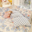 GobekUsa Double-Sided Floral Print Cotton Bedding Set - Queen Size Soft Duvet Cover Set