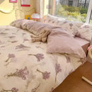 GobekUsa Double-Sided Floral Print Cotton Bedding Set - Queen Size Soft Duvet Cover Set