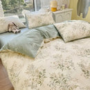 GobekUsa Double-Sided Floral Print Cotton Bedding Set - Queen Size Soft Duvet Cover Set