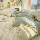 GobekUsa Double-Sided Floral Print Cotton Bedding Set - Queen Size Soft Duvet Cover Set
