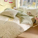 GobekUsa Double-Sided Floral Print Cotton Bedding Set - Queen Size Soft Duvet Cover Set