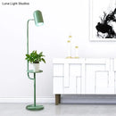 GobekUsa Metal Floor Light Warehouse: Bell Shaped Living Room Reading Lamp with Wood Shelf Deco - Pink/Yellow/Green Bulb
