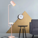 GobekUsa Metal Floor Light Warehouse: Bell Shaped Living Room Reading Lamp with Wood Shelf Deco - Pink/Yellow/Green Bulb