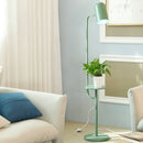 GobekUsa Metal Floor Light Warehouse: Bell Shaped Living Room Reading Lamp with Wood Shelf Deco - Pink/Yellow/Green Bulb