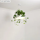 GobekUsa Brooklyn - Round Macaron Round Hanging Light Acrylic LED Pendant Lighting Fixture in Black/Grey/White with Top Plant Pot