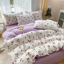 GobekUsa Cartoon Heart Plant Floral Print 3Pcs Set (Duvet Cover + Pillowcases)