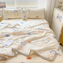 GobekUsa Cool Feeling Silky Summer Comforter & Latex Fitted Sheet Set