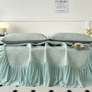GobekUsa Ice Bean Jacquard Bed Skirt Set - 3 Piece, Summer Washed Mattress Mat