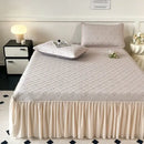 GobekUsa Ice Bean Jacquard Bed Skirt Set - 3 Piece, Summer Washed Mattress Mat