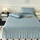 GobekUsa Ice Bean Jacquard Bed Skirt Set - 3 Piece, Summer Washed Mattress Mat