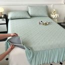 GobekUsa Ice Bean Jacquard Bed Skirt Set - 3 Piece, Summer Washed Mattress Mat