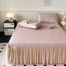 GobekUsa Ice Bean Jacquard Bed Skirt Set - 3 Piece, Summer Washed Mattress Mat