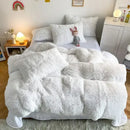 GobekUsa Fluffy Faux Fur Bedding Set: Duvet Cover, Sheet, Pillowcase - Soft & Warm