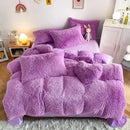 GobekUsa Fluffy Faux Fur Bedding Set: Duvet Cover, Sheet, Pillowcase - Soft & Warm