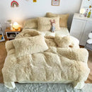 GobekUsa Fluffy Faux Fur Bedding Set: Duvet Cover, Sheet, Pillowcase - Soft & Warm
