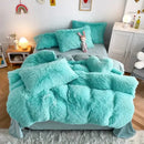 GobekUsa Fluffy Faux Fur Bedding Set: Duvet Cover, Sheet, Pillowcase - Soft & Warm