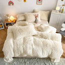 GobekUsa Fluffy Faux Fur Bedding Set: Duvet Cover, Sheet, Pillowcase - Soft & Warm
