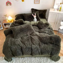 GobekUsa Fluffy Faux Fur Bedding Set: Duvet Cover, Sheet, Pillowcase - Soft & Warm