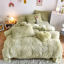 GobekUsa Fluffy Faux Fur Bedding Set: Duvet Cover, Sheet, Pillowcase - Soft & Warm