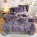 GobekUsa Fluffy Faux Fur Bedding Set: Duvet Cover, Sheet, Pillowcase - Soft & Warm