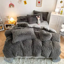 GobekUsa Fluffy Faux Fur Bedding Set: Duvet Cover, Sheet, Pillowcase - Soft & Warm