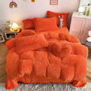 GobekUsa Fluffy Faux Fur Bedding Set: Duvet Cover, Sheet, Pillowcase - Soft & Warm