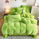 GobekUsa Fluffy Faux Fur Bedding Set: Duvet Cover, Sheet, Pillowcase - Soft & Warm